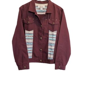 Ariat Women’s La Madre Western Jacket Burgundy Aztec Studs Size XXL